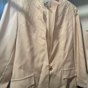 Cream Blazer with skirt and shirt Elegant Stitching